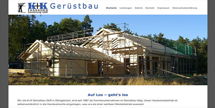 KK Gerüstbau Webshop gestalten Königsbrück Homepage Webseite erstellen Pulsnitz